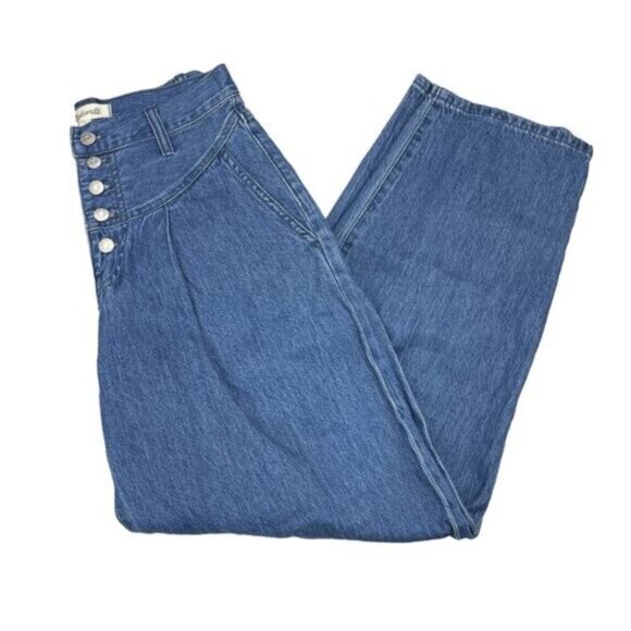 MADEWELL Tapered Yoke High Rise 80s Button Fly Jeans Size 25 Blue Steinbeck Wash - Picture 3 of 7